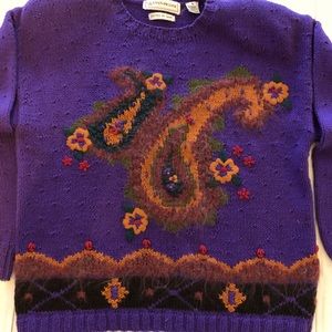 VINTAGE Evan-Picone Hand Knit Paisley Sweater